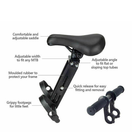 Front Mounted Child Bike Seat Top Tube Bicycle Detachable Kids Seat Armrest AU - Aimall