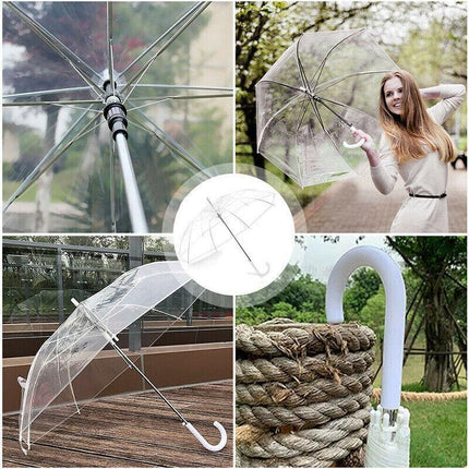 Clear PVC 71cm Long Umbrella Rain Wedding Parasol See Through Transparent AU - Aimall
