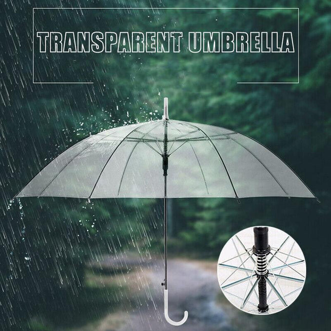 Clear PVC 71cm Long Umbrella Rain Wedding Parasol See Through Transparent AU - Aimall