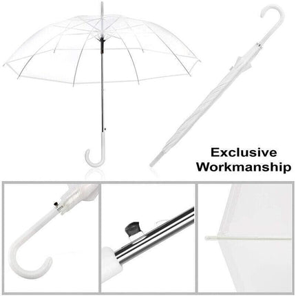 Clear PVC 71cm Long Umbrella Rain Wedding Parasol See Through Transparent AU - Aimall