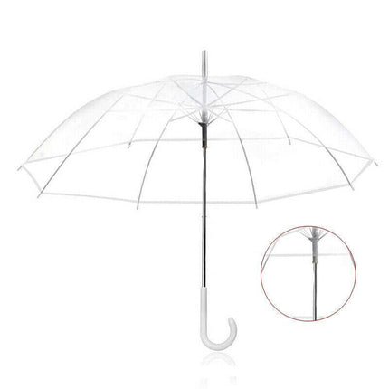 Clear PVC 71cm Long Umbrella Rain Wedding Parasol See Through Transparent AU - Aimall
