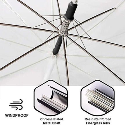 Clear PVC 71cm Long Umbrella Rain Wedding Parasol See Through Transparent AU - Aimall