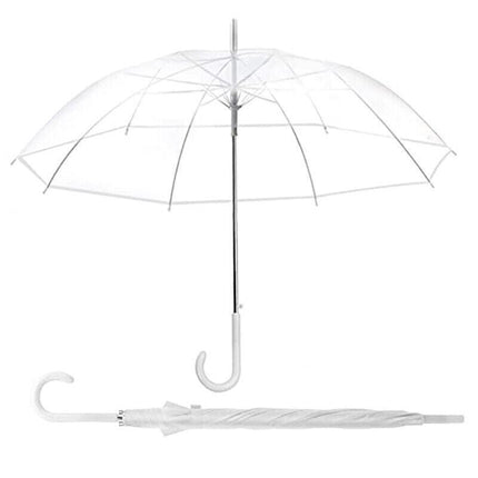 Clear PVC 71cm Long Umbrella Rain Wedding Parasol See Through Transparent AU - Aimall