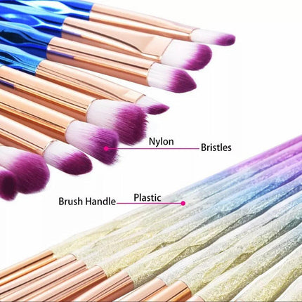 20 PCS Eye Make-up Brushes Diamond Unicorn Eyeshadow Eyebrow Blending Brush Set - Aimall