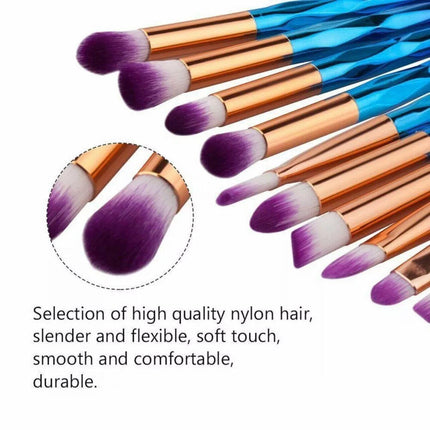 20 PCS Eye Make-up Brushes Diamond Unicorn Eyeshadow Eyebrow Blending Brush Set - Aimall