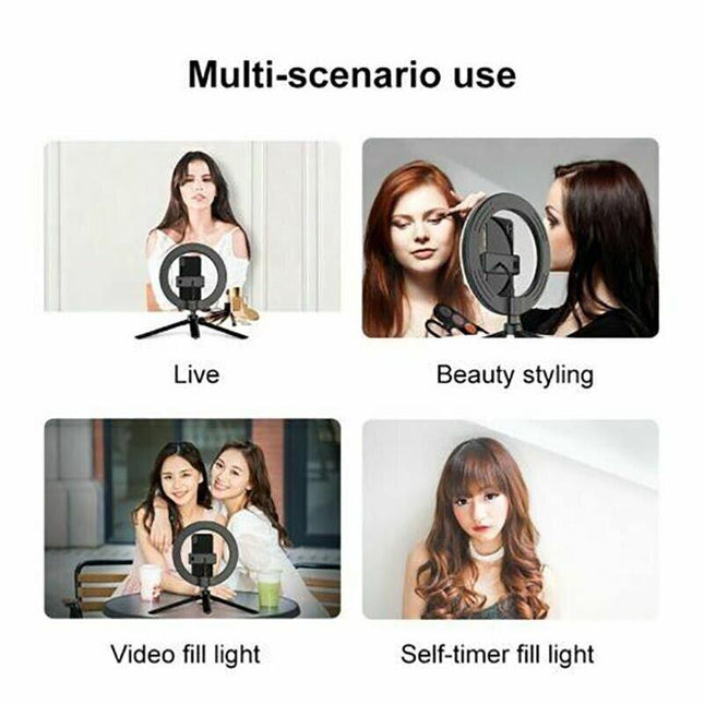 8" LED Ring Light with Tripod Stand & Phone Holder Dimmable Desk makeup Kit usAU - Aimall