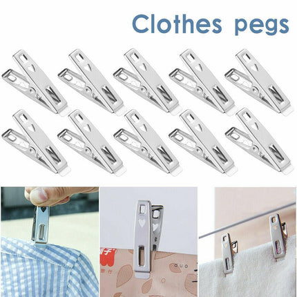 20-320PCS Stainless Steel Clothes Pegs Clips Hanging Pins Laundry Clamps Metal - Aimall