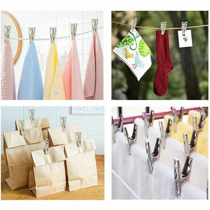 20-320PCS Stainless Steel Clothes Pegs Clips Hanging Pins Laundry Clamps Metal - Aimall