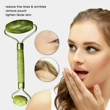 Jade Face Massage Roller Facial Massager Beauty Tool Body Eye Neck Gua Sha Board - Aimall