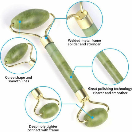 Jade Face Massage Roller Facial Massager Beauty Tool Body Eye Neck Gua Sha Board - Aimall