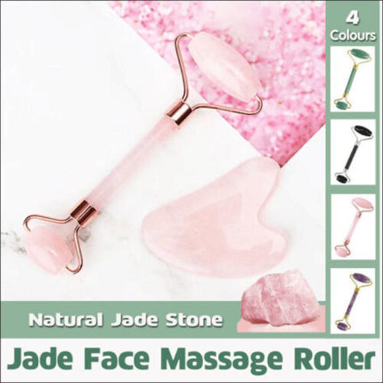 Jade Face Massage Roller Facial Massager Beauty Tool Body Eye Neck Gua Sha Board - Aimall