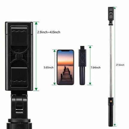 Wireless Bluetooth Selfie Stick Tripod Extendable Foldable Tripod Rod Selfie Rod - Aimall