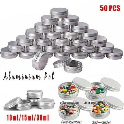 50-200PCS Durable Silver Aluminum Cosmetic Pot Lip Balm Jar Containers Empty Tin - Aimall