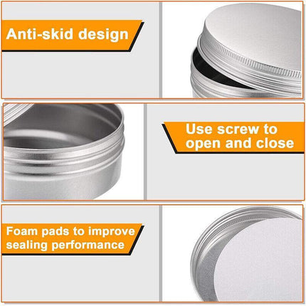 50-200PCS Durable Silver Aluminum Cosmetic Pot Lip Balm Jar Containers Empty Tin - Aimall