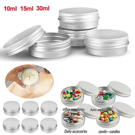 50-200PCS Durable Silver Aluminum Cosmetic Pot Lip Balm Jar Containers Empty Tin - Aimall