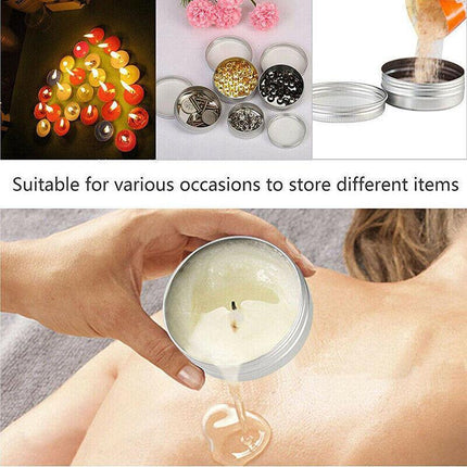 50-200PCS Durable Silver Aluminum Cosmetic Pot Lip Balm Jar Containers Empty Tin - Aimall