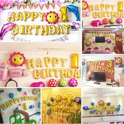 40cm 3D Happy Birthday Letters Balloons Inflating Foil Banner Bunting Celebrate - Aimall