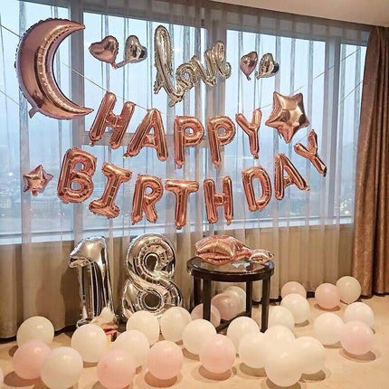 40cm 3D Happy Birthday Letters Balloons Inflating Foil Banner Bunting Celebrate - Aimall