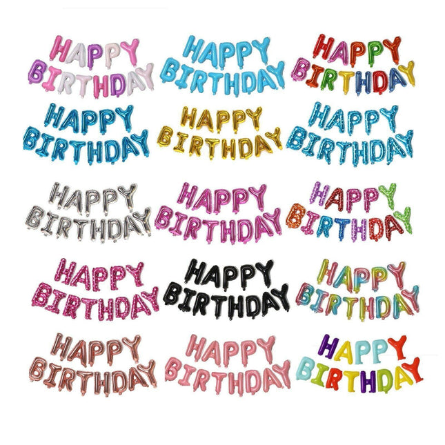 40cm 3D Happy Birthday Letters Balloons Inflating Foil Banner Bunting Celebrate - Aimall