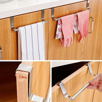 Over Door Tea Towel Holder Rack Kitchen Bathroom Rail Cupboard Hanger Bar Hook A - Aimall