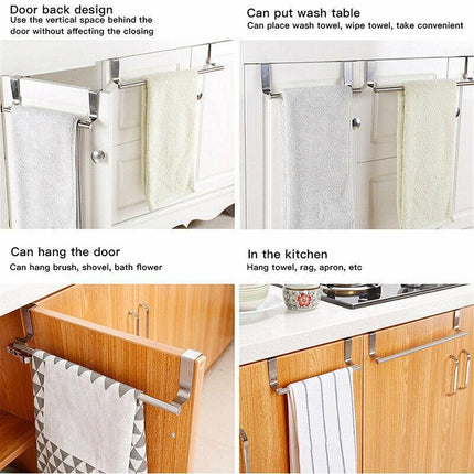 Over Door Tea Towel Holder Rack Kitchen Bathroom Rail Cupboard Hanger Bar Hook A - Aimall