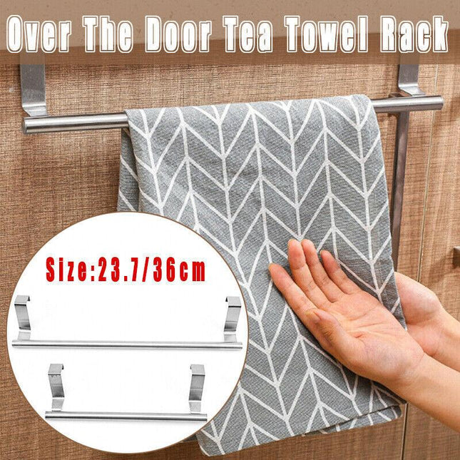 Over Door Tea Towel Holder Rack Kitchen Bathroom Rail Cupboard Hanger Bar Hook A - Aimall