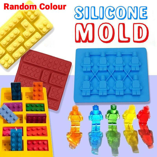 Brick Figure Man Silicone Mold Mould Chocolate Block Cake Ice Cube Tray AU NEW - Aimall