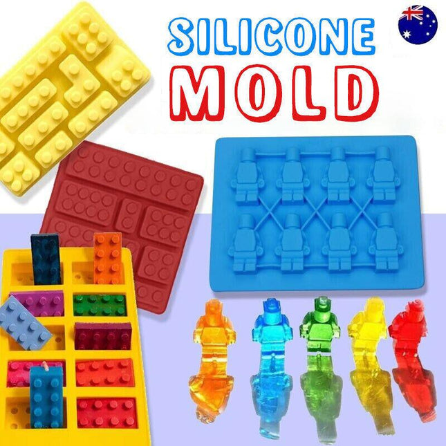 Brick Figure Man Silicone Mold Mould Chocolate Block Cake Ice Cube Tray AU NEW - Aimall