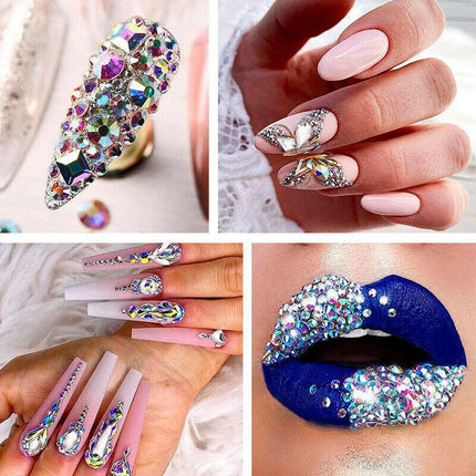 1440Pcs Glitter Rhinestones Crystal Clear Flat Bottom Glass Nail Art Nail Drill - Aimall