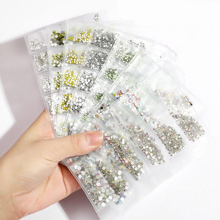 1440Pcs Glitter Rhinestones Crystal Clear Flat Bottom Glass Nail Art Nail Drill - Aimall