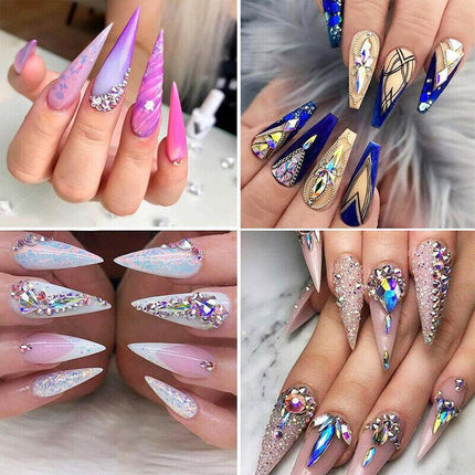 1440Pcs Glitter Rhinestones Crystal Clear Flat Bottom Glass Nail Art Nail Drill - Aimall