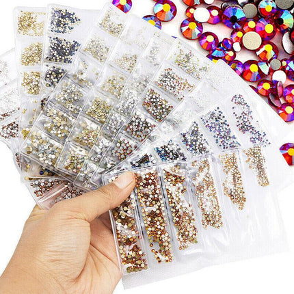 1440Pcs Glitter Rhinestones Crystal Clear Flat Bottom Glass Nail Art Nail Drill - Aimall
