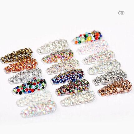1440Pcs Glitter Rhinestones Crystal Clear Flat Bottom Glass Nail Art Nail Drill - Aimall