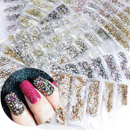 1440Pcs Glitter Rhinestones Crystal Clear Flat Bottom Glass Nail Art Nail Drill - Aimall