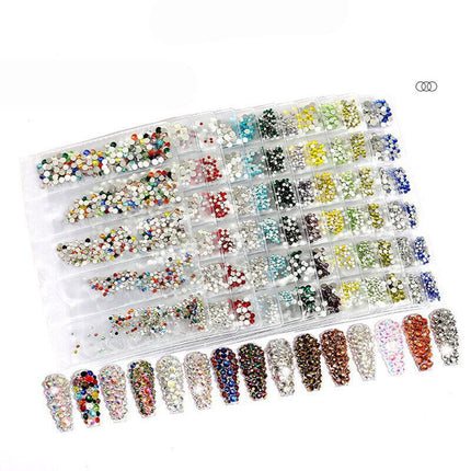 1440Pcs Glitter Rhinestones Crystal Clear Flat Bottom Glass Nail Art Nail Drill - Aimall