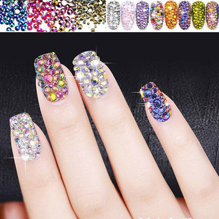 1440Pcs Glitter Rhinestones Crystal Clear Flat Bottom Glass Nail Art Nail Drill - Aimall