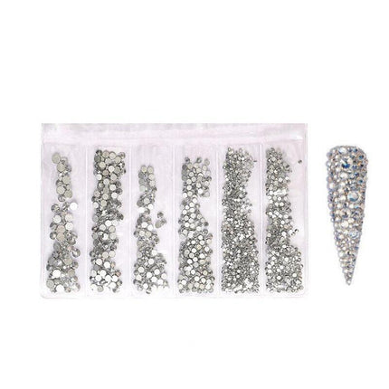 1440Pcs Glitter Rhinestones Crystal Clear Flat Bottom Glass Nail Art Nail Drill - Aimall
