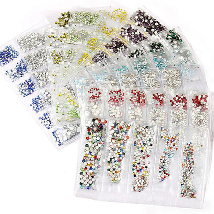 1440Pcs Glitter Rhinestones Crystal Clear Flat Bottom Glass Nail Art Nail Drill - Aimall