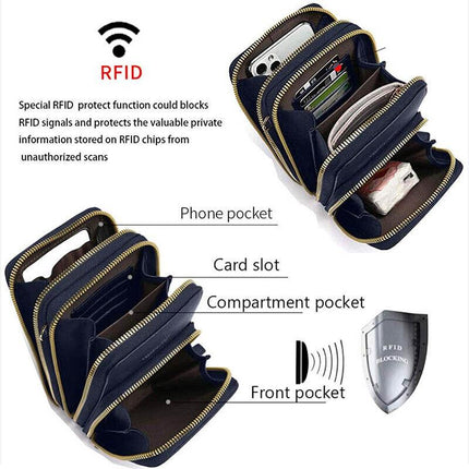 Women Crossbody phone Purse Touch Screen Bag RFID Blocking Wallet Shoulder Strap - Aimall