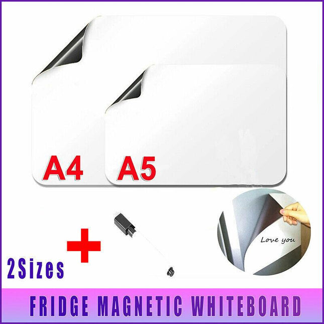 A4 A5 Fridge Magnetic Whiteboard + Board Pen Marker Eraser Memo Reminder Magnet - Aimall
