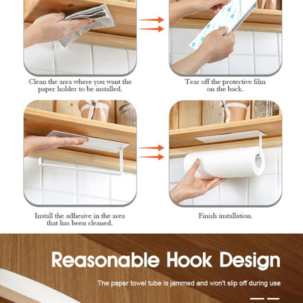 Paper Towel Holder Hanger Rack Kitchen Shelf Organizer Under Roll Cabinet Cup AU - Aimall