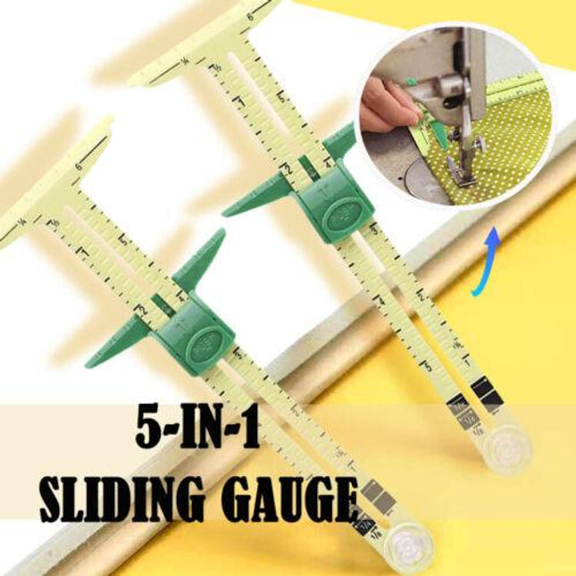 5-in-1 Sliding Gauge with No-Hassle Triangles Gauge Sewing Measuring for Sewing - Aimall
