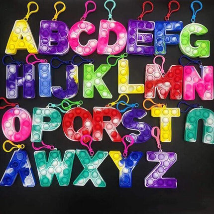 1PCS Capital Letter Pop It Key Chain Large Size Fidget Toy Back to School AU - Aimall