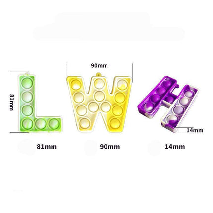 1PCS Capital Letter Pop It Key Chain Large Size Fidget Toy Back to School AU - Aimall