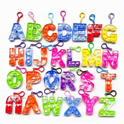 1PCS Capital Letter Pop It Key Chain Large Size Fidget Toy Back to School AU - Aimall