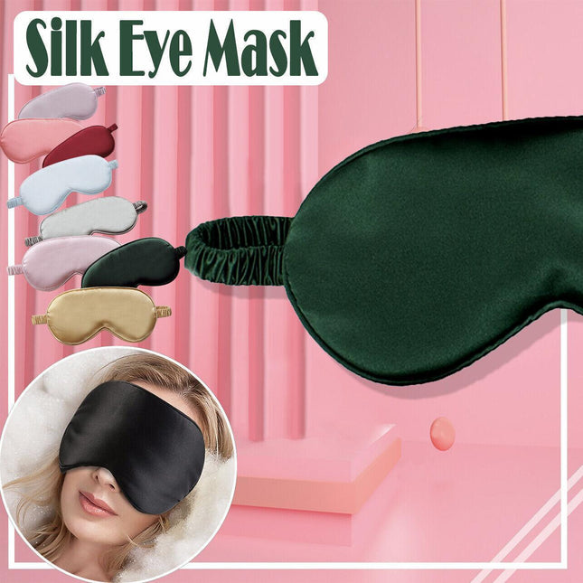 Pure Soft Silk EyeShade Blindfold Sleep Eye Mask Cover Light Shade Travel Relax - Aimall