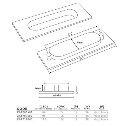 Kitchen Flush handles drawer Cabinet Sliding door pulls matte black furniture AU - Aimall