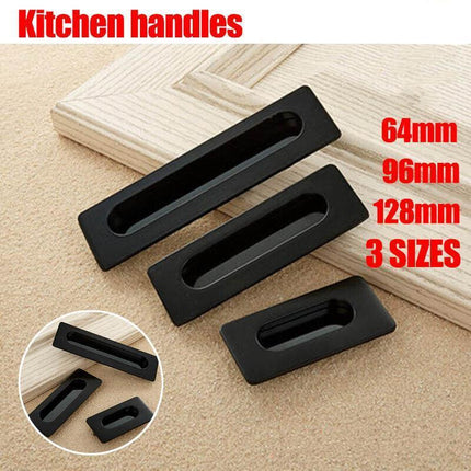 Kitchen Flush handles drawer Cabinet Sliding door pulls matte black furniture AU - Aimall