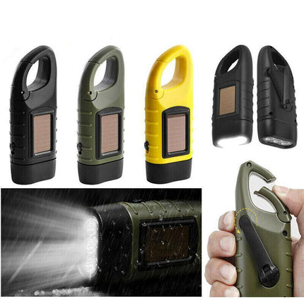 New Hand Crank Solar Powered Rechargeable LED Camping Emergency Flashlight AU - Aimall