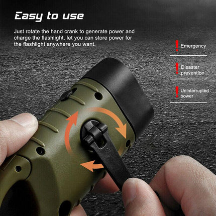 New Hand Crank Solar Powered Rechargeable LED Camping Emergency Flashlight AU - Aimall